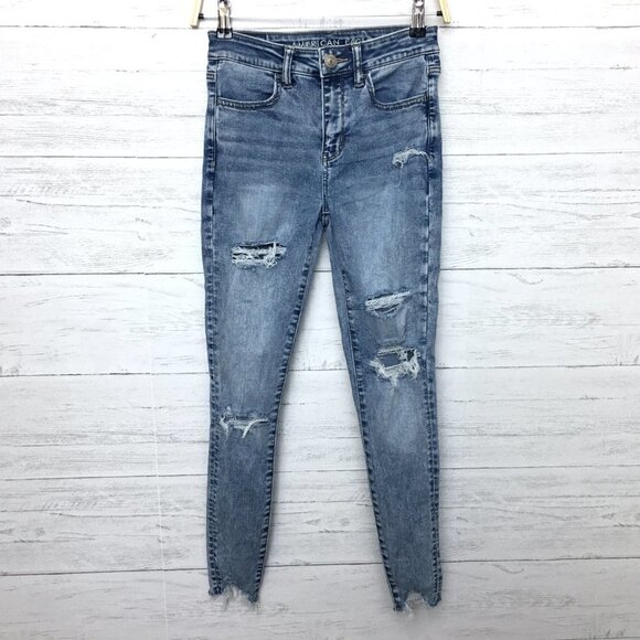 American Eagle Jeans Next Level Stretch Hi Rise Jeggings Distressed size 2 - Picture 12 of 12